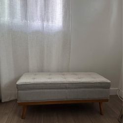 Modern Light Grey Tufted Storage Bench