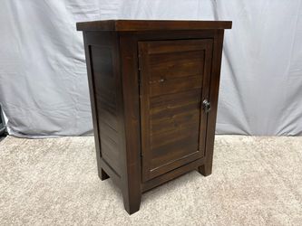Rustic Solid Wood End Table w/ Cabinet Door