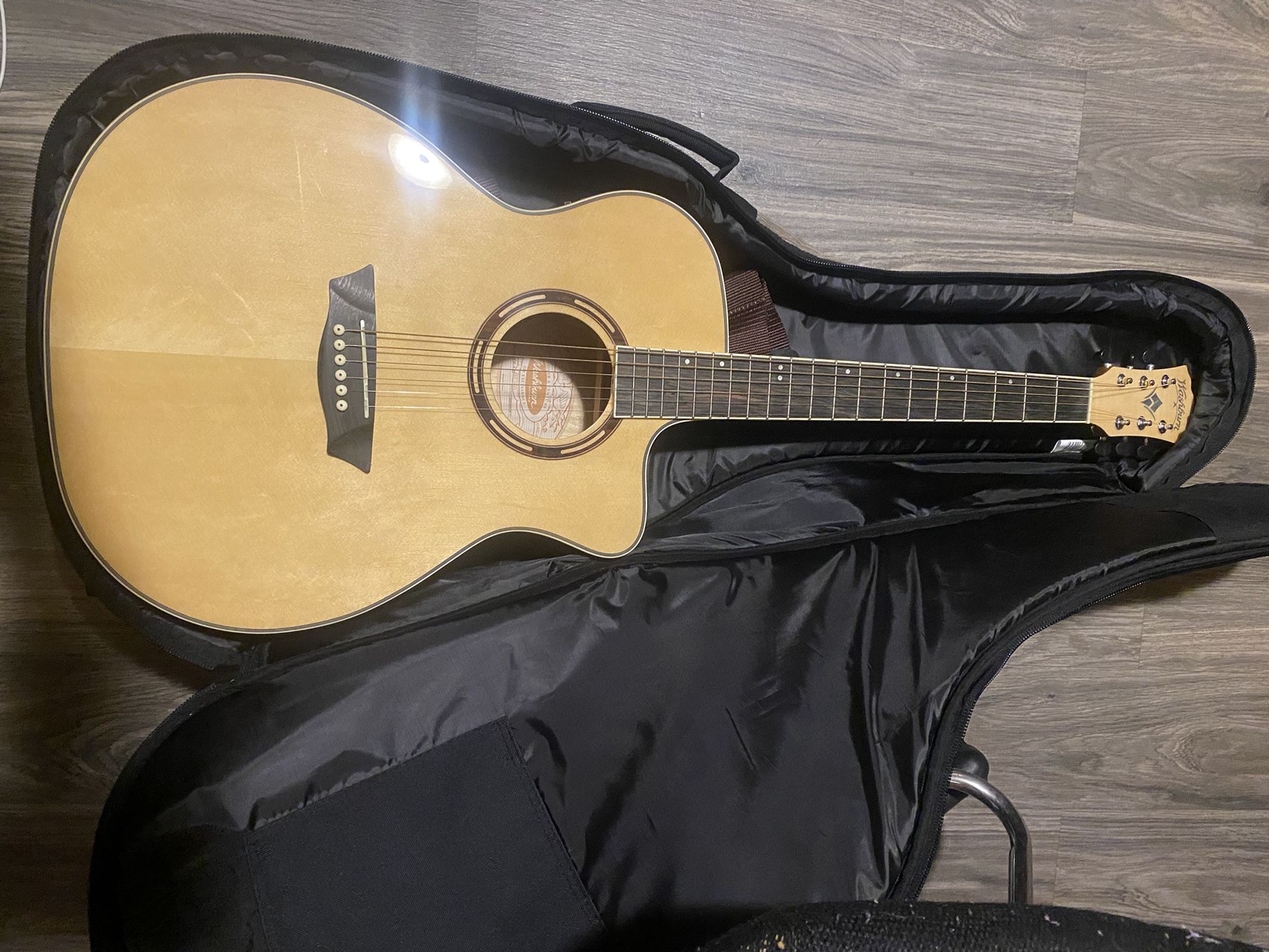 Washburn Acoustic Guitar, Case, Extra Strings, Picks