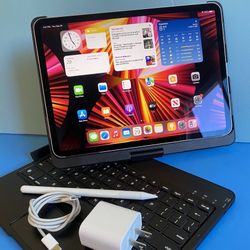256GB Apple IPad Pro 11” 3rd Generation (2021 model / M1 chip ) WiFi + cellular (5G / AT&T, T-Mobile, Verizon etc) with pen, keyboard & Accessories