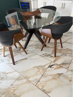 Glass top dining table set