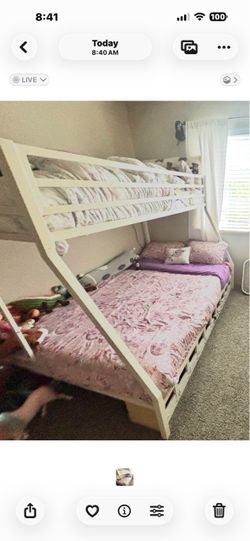 White Wood Twin over Full Bunk Bed