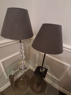 Two Table Lamps with Gray Shades