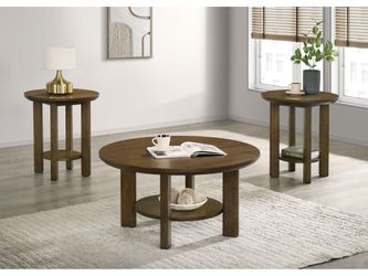 Ottowa Brown 3-piece Round Wood Coffee Table Set