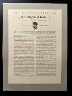 📣🗣️🇺🇸🗣️📣 1961  RARE - VINTAGE - JFK Officially Issued The Inaugural Address Of John Fitzgerald Kennedy 01/20/61 📣🗣️🇺🇸🗣️📣