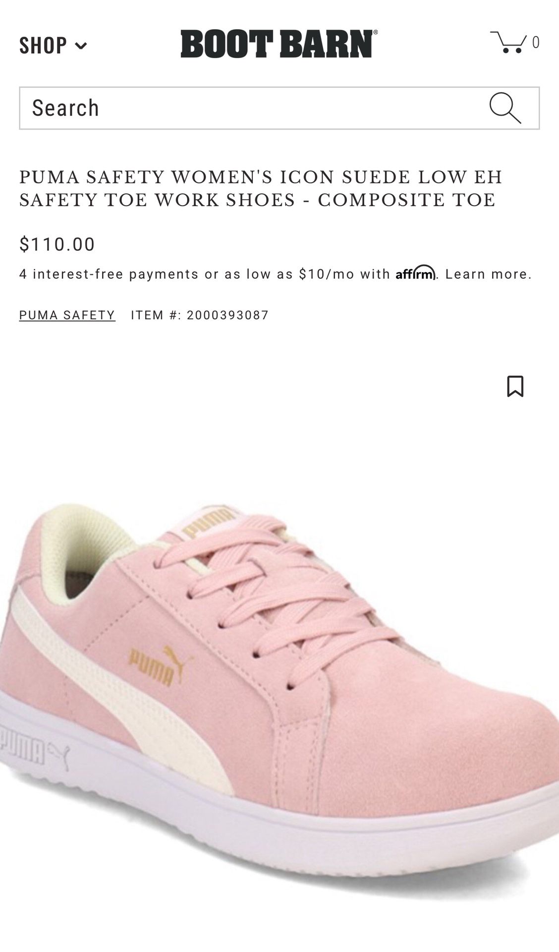 Women Puma Safety Steel Toe Shoes - Size 7