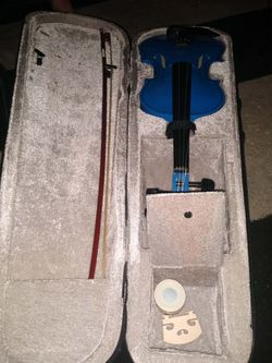 Violin blue sparkle in case from guitar centerr