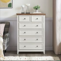 Brand New Sealed Farmhouse Beige 6 Drawer Dresser Storage Chest