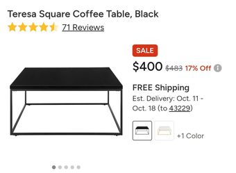 Teresa Square Coffee Table New!