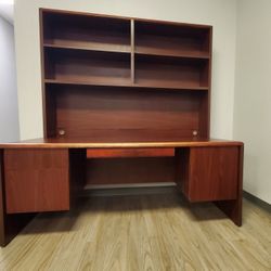 Solid Wood Desk with Removable Storage Hutch