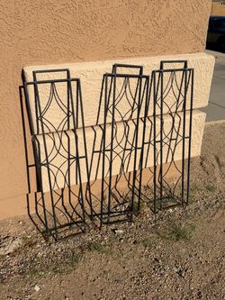(3) Metal Black Small Fence Pieces 12” x 42” Each Piece