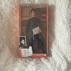 Year 2021 $15.00 Barbie Inspiring Women Doll, Ida B. Wells Collectible with Blue Dress & Newspaper Accessory