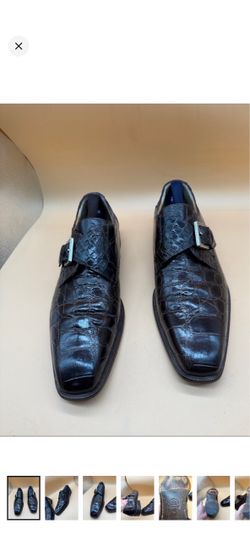 The Broadway Detroit Men's Brown Crocodile Monk Strap Shoes size 10