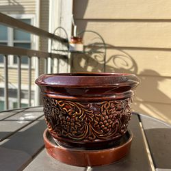 Maroon Ceramic Planter/ Plant pot