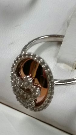 .925 sterling .925 brand new with tags Rose plate with CZ diamonds