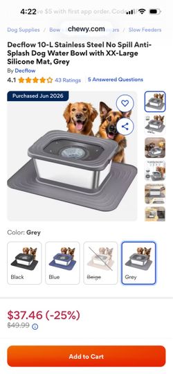 No spill water bowl