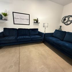 Living Spaces Velvet Sofa Set
