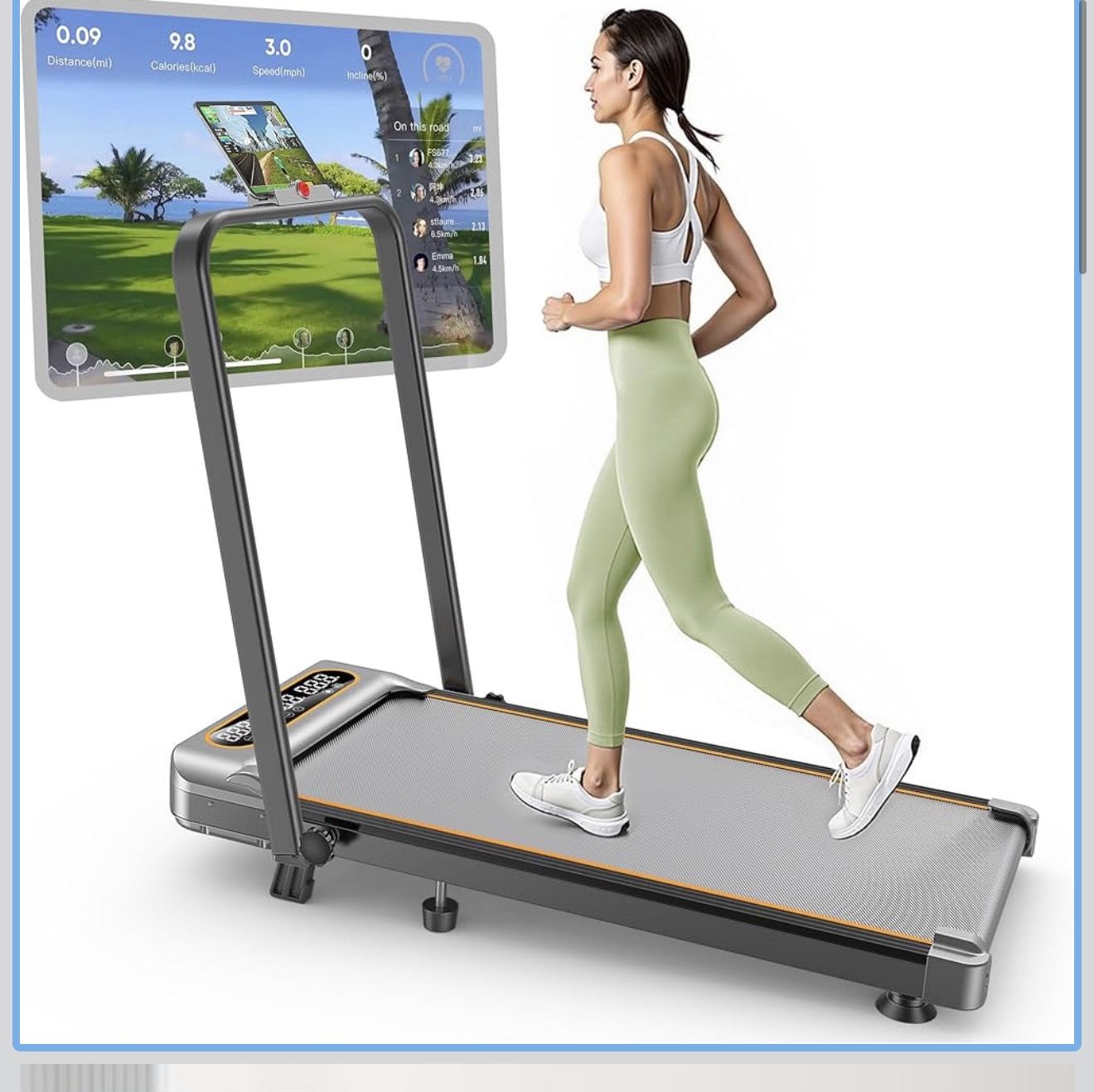 Foldable Treadmill with 10% Incline, 3.5HP Low Noise Walking Pad