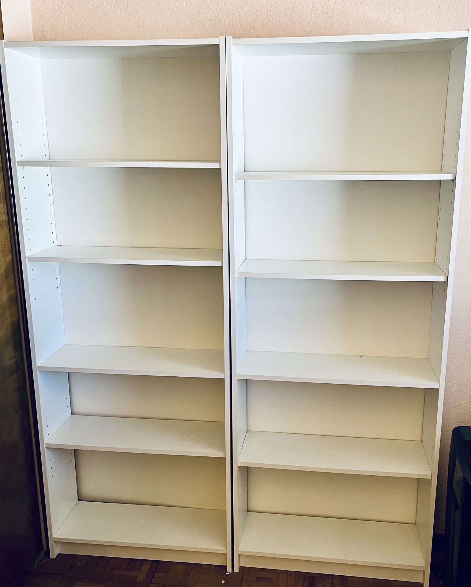White Bookshelves Set Of 2 Adjustable Shelving 