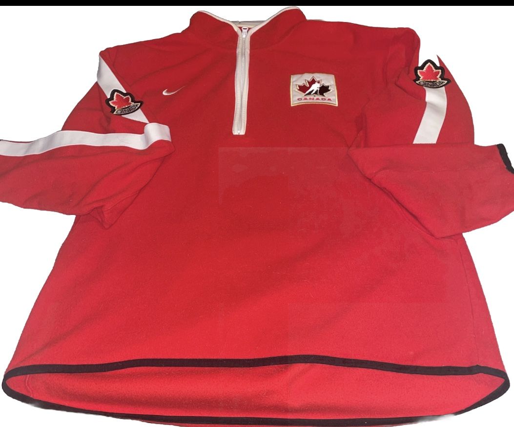 Vintage NIKE IIHF Canada Hockey 1/4 Zip Fleece Pullover Jacket Size Men Large