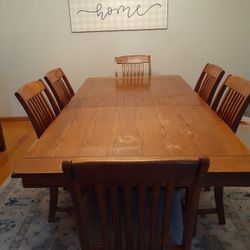 Solid Wood Dining Table + Leaf + 6 Wide-Seated Chairs | $499 OBO
