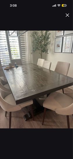Oak wood dining set with 8 chairs