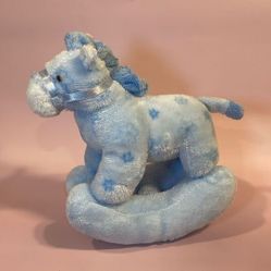 2005 TY Pluffies Baby Blue Rocking Horse  8&quot; inch Good Us 