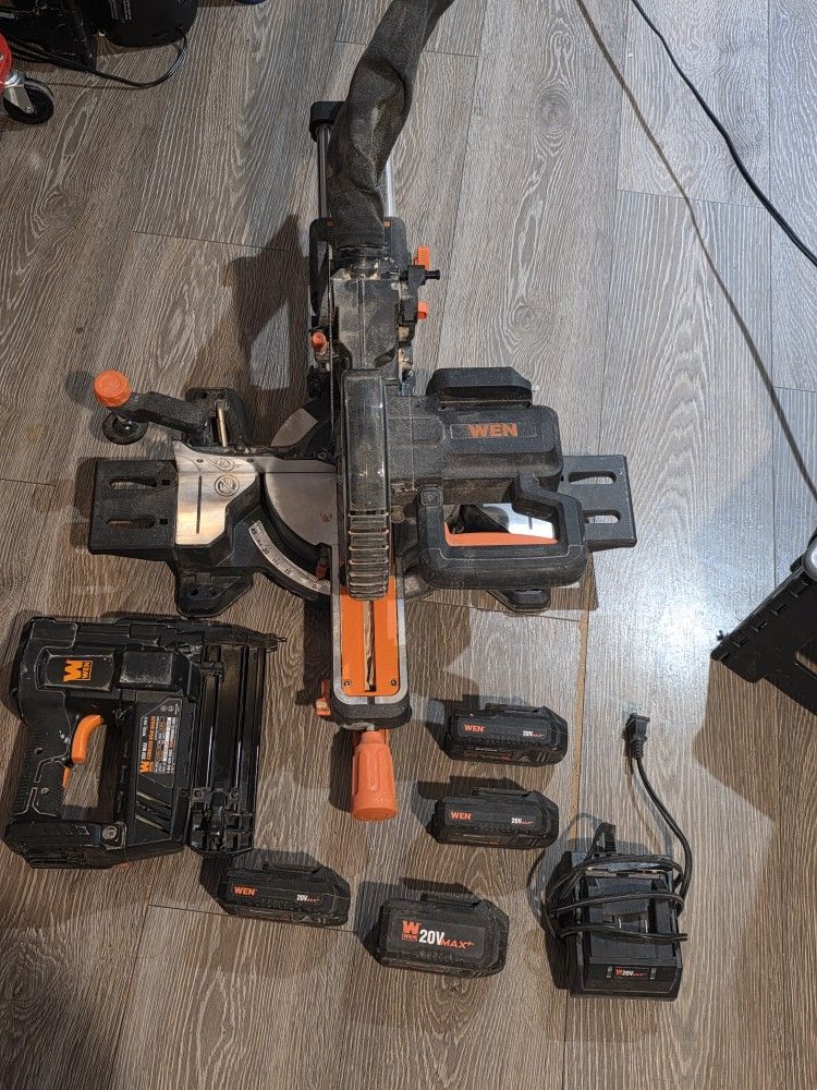 Wen Cordless Mitter Saw And 18ga Brad Nailer