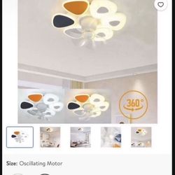 22 in. LED Indoor Dimmable White and Blue and Orange Smart Ceiling Fan Light with Remote and APP Control Oscillating Motor