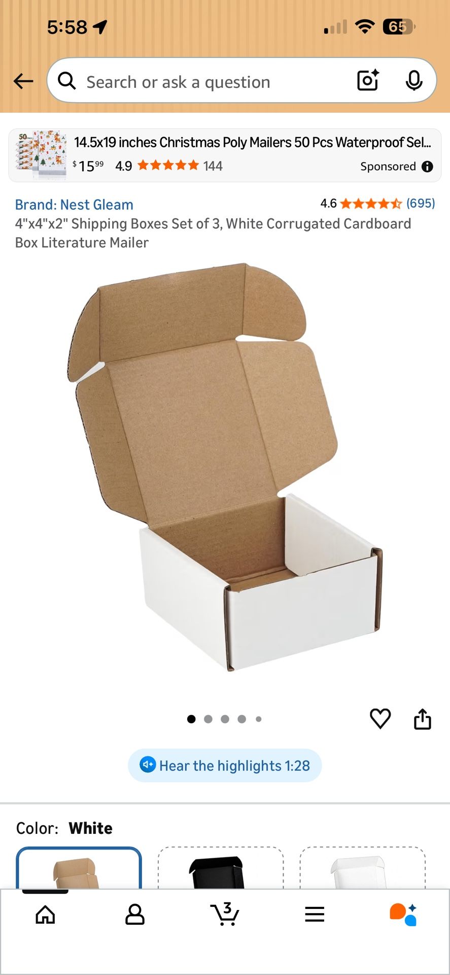 Shipping Packaging 4” x 4” x 2”