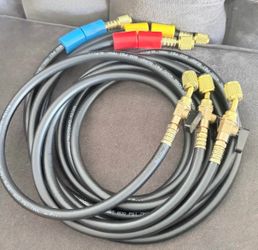 HR3B - ¼” Ball Valve Hose Set - 5 ft Refrigerant Charging & Recovery Hoses - A2L Compatible - 3-Pack