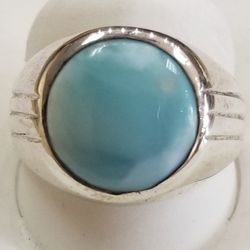 Sterling Silver Ring Blue Center Stone 