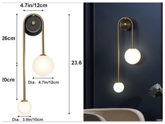 Modern Gold Wall Sconce Mid Century Gold Wall Lamp U-Shape Linear Wall Light with Milk Glass Shade Wall Lamp for Bedside Dining Room Bathroom