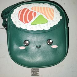 Green Anime Sushi Roll Faux Leather Shoulder Bag
