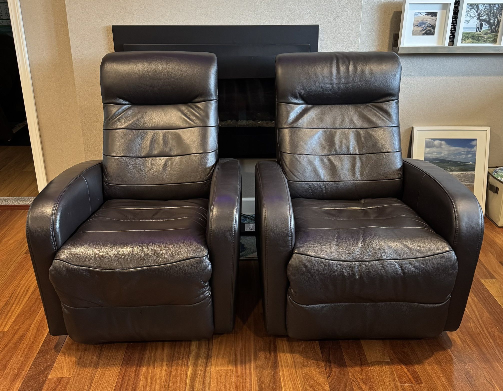 Wallhugger Leather Power Recliners (sold as a pair)