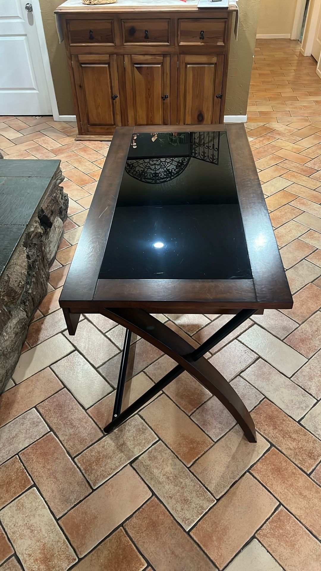 Solid Wood Desk With Glass Top