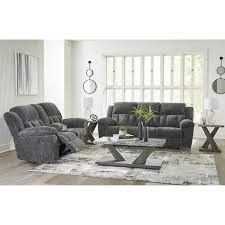 No Credit No Problem Brand New In Stock Ashley Furniture Gray Color Recliner Sofa And Loveseats With Cup Holders