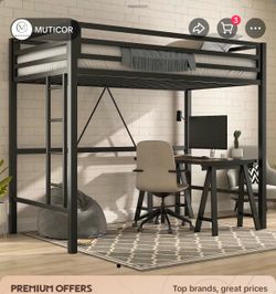 Metal loft bed twin