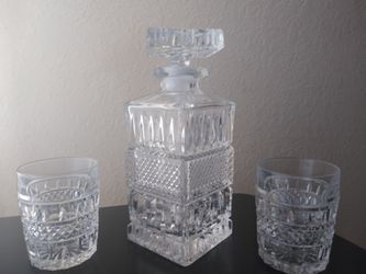 Crystal Whiskey Bottle with glasses