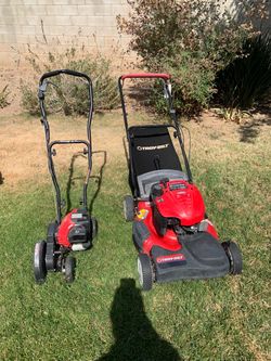 TROY-BILT 190cc Self propelled mower/craftsman 4 cycle gas edger no oil mixture required. Package deal must take both for $240 obo Both run great edge