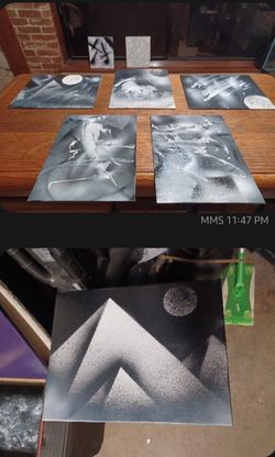 Signed Original Black And White Paintings On Canvas
