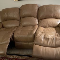 Two Leather Couches With Two Recliners Each
