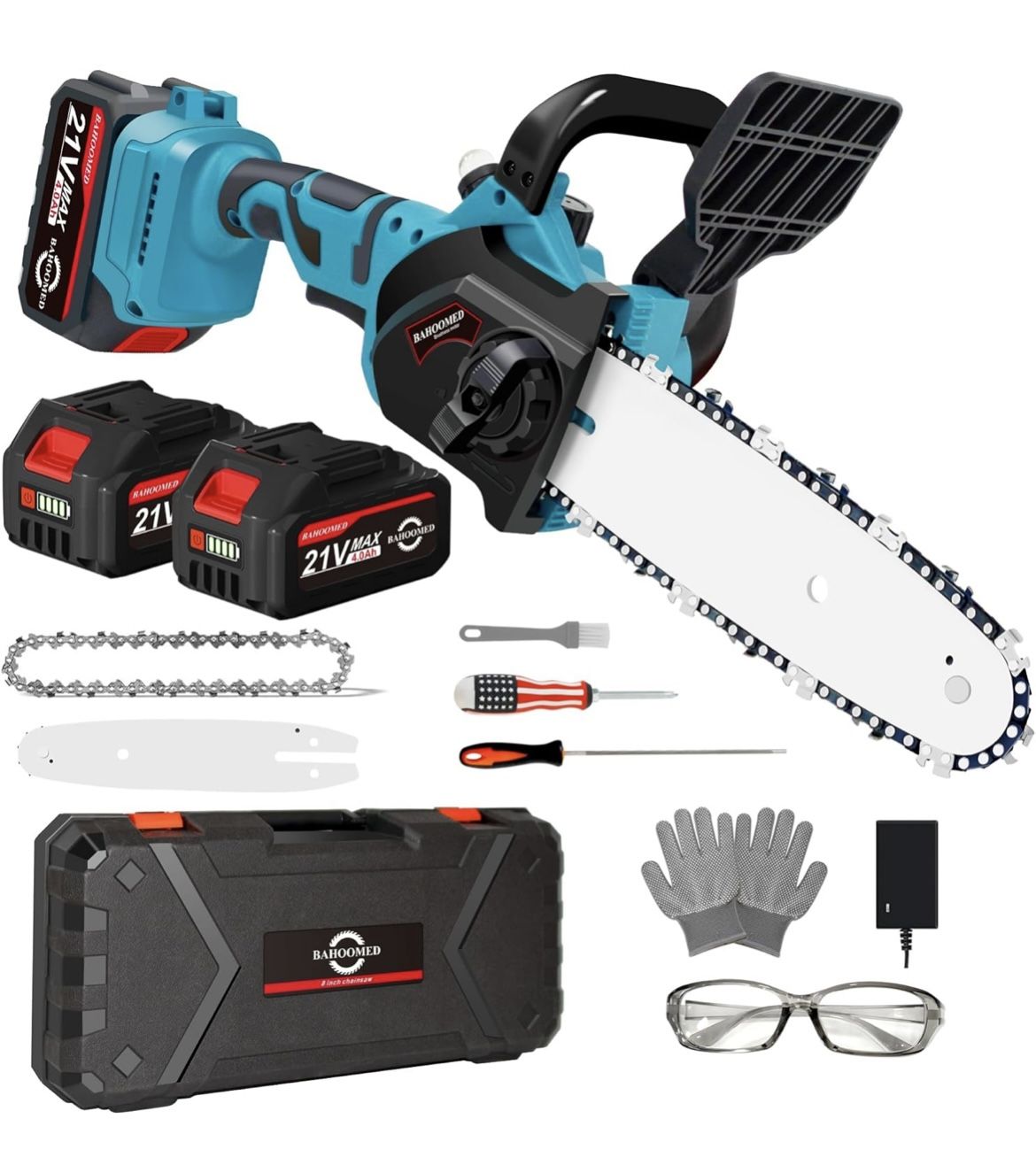 21V Cordless Mini Pruning Chainsaw - 8" Battery Chainsaw with Automatic Oiling System and Security Lock, Handheld Electric Mini Chain Saw for Tree Stu
