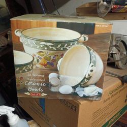 Hand Painted Ceramic Bowls Set Of Three