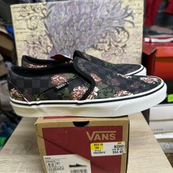 Black With Flowers VANS