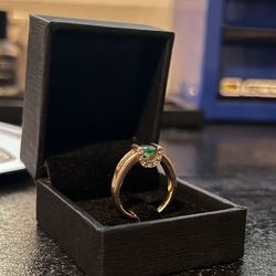 Raw Emerald And Diamond Horseshoe Ring