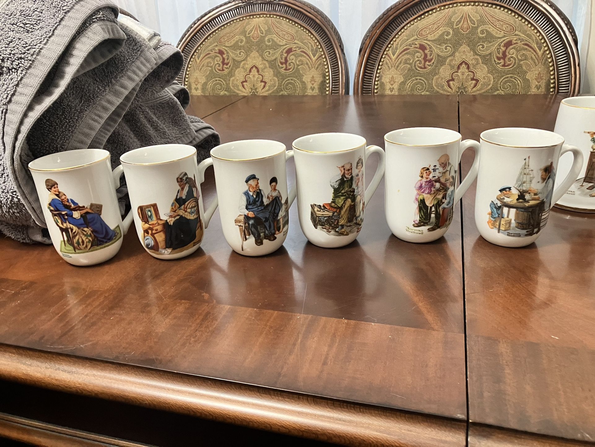 6 Norman Rockwell Mugs And 3 Steins