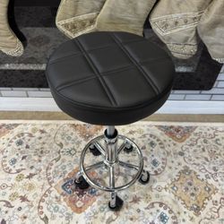 Black Round Stool, Adjustable Height