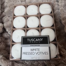 New Tuscany White Pressed Votives 12 Count