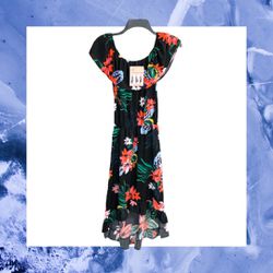 Lildy New w Tags Black Floral High Low Versatile Wear Maxi Summer Dress Women S/M
